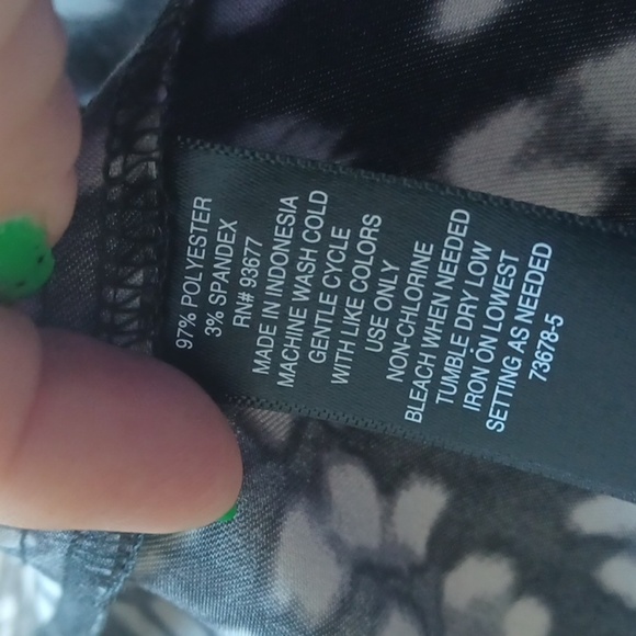 Worthington Black/Gray Dress Animal Print, wrap, long sleeve, silky, 21" PTP - Picture 5 of 6